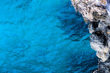 Blue Water Reflecting on Rocks
