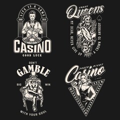 Gambling monochrome vintage labels