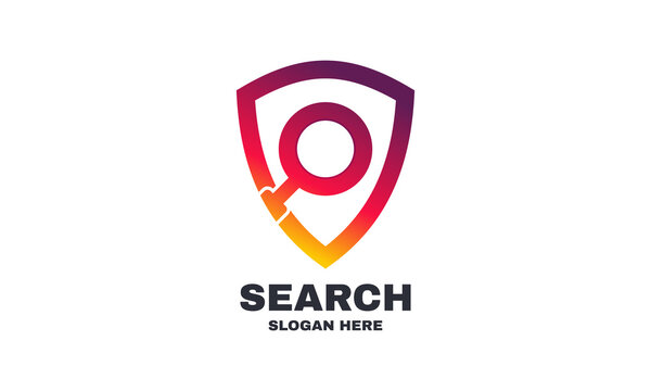 stock vector abstract shield search logo designs concept vector magnifying logo