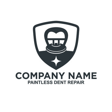pictures of tools for repairing car dents and shields, logo template for paintless dent repair.
