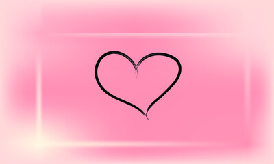 Vector Heart shape frame with brush painting isolated on pink background. Vector illustration.Eps 10. Happy Valentine's day
