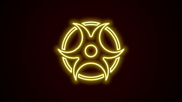 Glowing neon line Biohazard symbol icon isolated on black background. 4K Video motion graphic animation