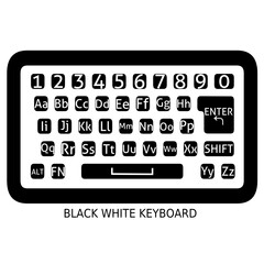 Black and white keyboard on isolated background. Simple and minimalist design.