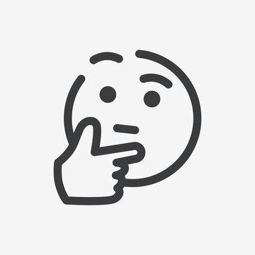 Thinking Face Emoji Flat Vector Icon