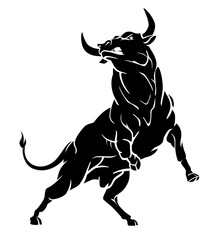 Bull Silhouette Front View Illustration