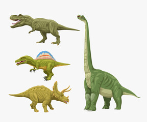 small various dinosaurus set isolated on white