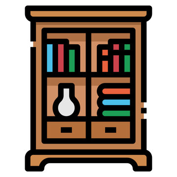 recommend clip art: bookcase line icon