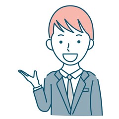 説明するビジネスパーソン男性のイラスト素材