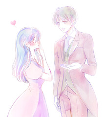 タキシードの男性にときめく女性