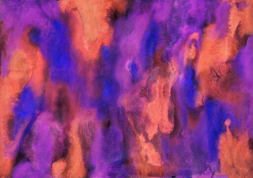 Pink, orange, blue and puple watercolor stains and stripes