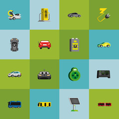electric car icons set