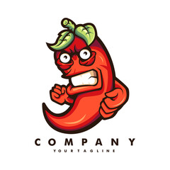 Chili mascot logo design vector with modern illustration concept style for badge, emblem and t-shirt printing. Suitable for spicy food mascot, team logo or esport