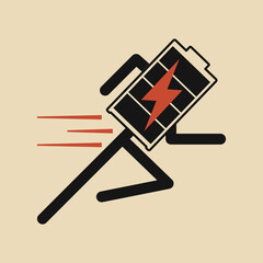 Fast charging battery concept. Flat style illustration. Isolated.