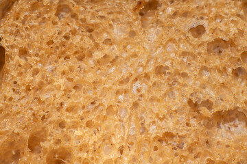 Close up macro shot of the braun bread structure. 