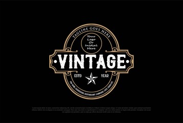 Elegant Luxury Old Classic Vintage Retro Badge Emblem Label Logo Design Vector