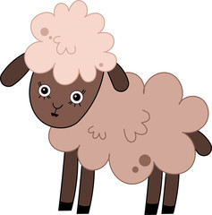 Cute adorable sheep lamb character in cartoon style. Farm mammal fluffy wool animal.
