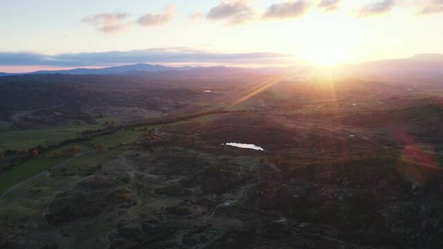 Drone aerial view of mountain nature landscape in Sortelha, Portugal