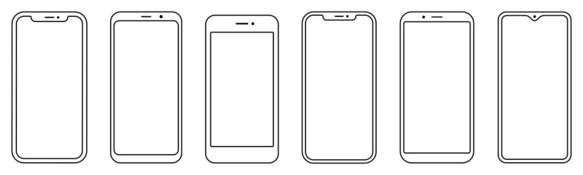 Smartphone Outline Set. Phone. Mobile Phone. Vector