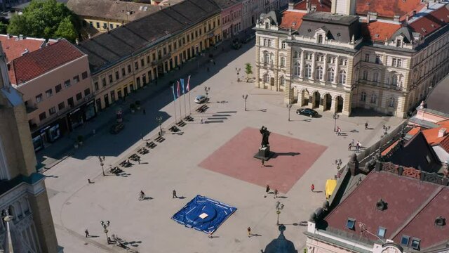 Roman Catholic Church Of The Name Of Mary In The City Center Of Novi Sad, Serbia, Europe - aerial drone shot