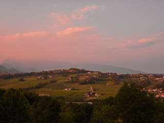View of the Prosecco wine hill - Conegliano Valdobbiadene, Prosecco road