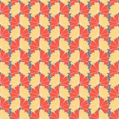 orange and peach flower with grey background seamless repeat pattern