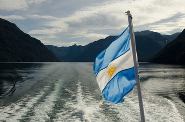 Argentine flag flying on a boat