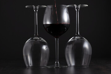 wine glasses shot against a black background