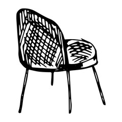 A chair, hand-drawn on a white background, in the style of a sketch.