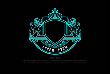 Elegant Luxury Shield Lion King Crown Badge Emblem Logo Design