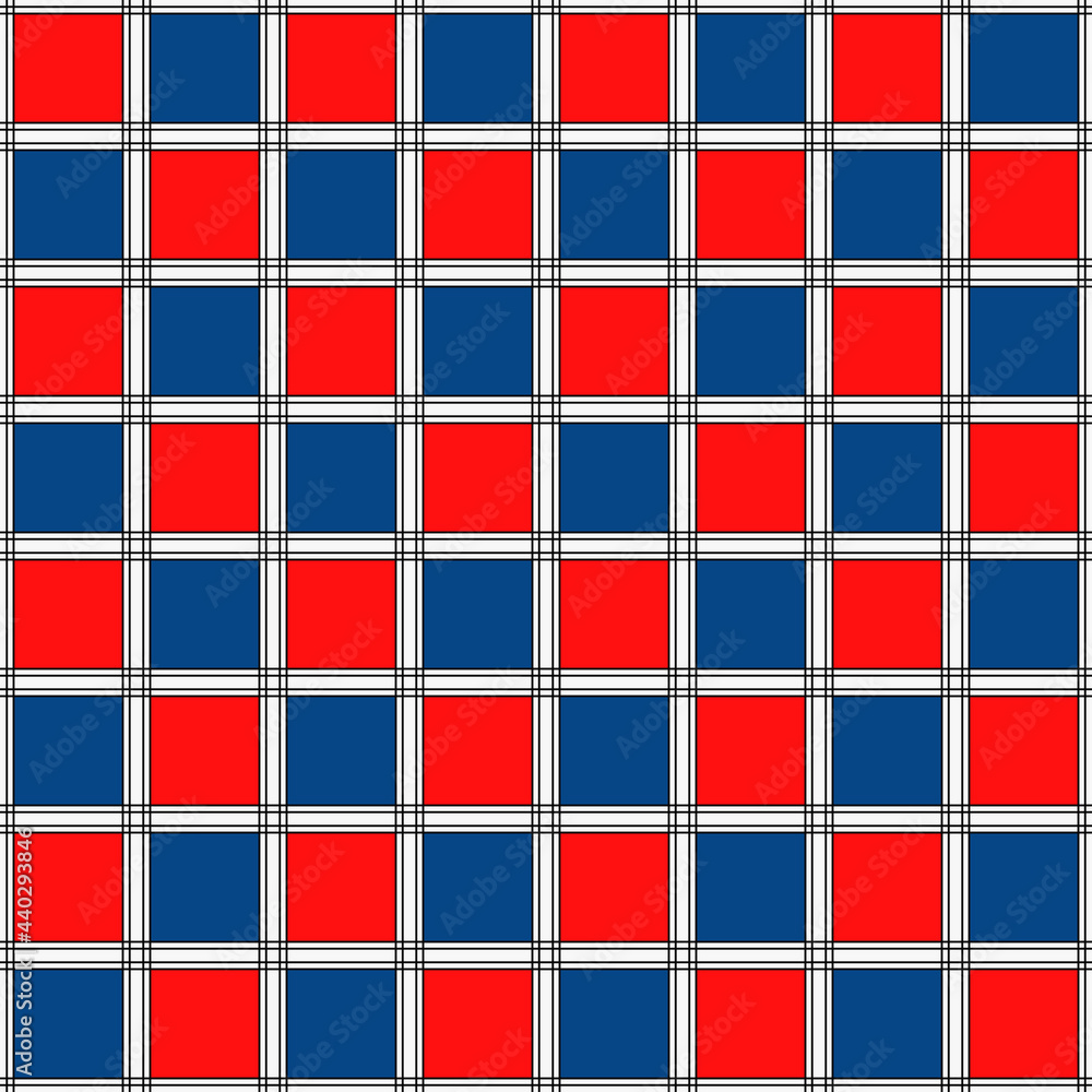 Poster Blue and red checkered squares. Vector simple squares.