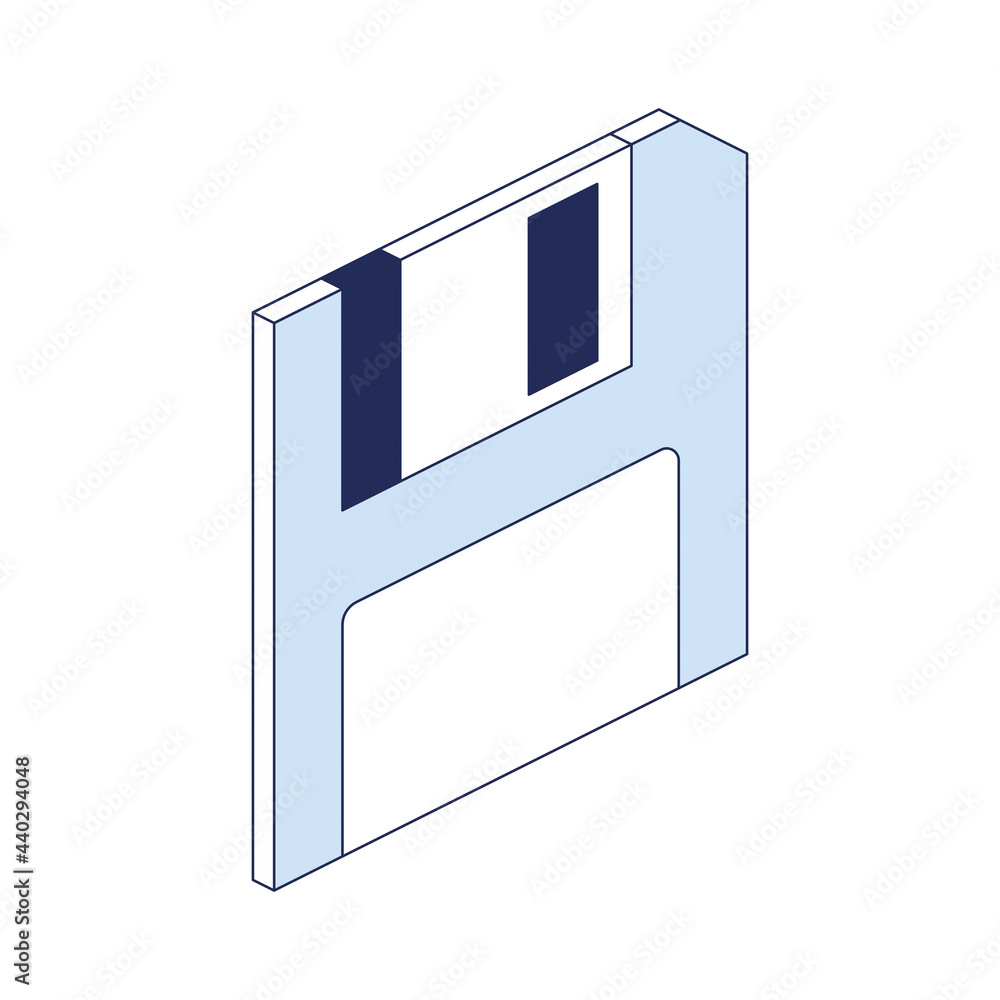 Poster floppy disk save. vector 3d line isometric, color web icons, new flat style. creative design idea an
