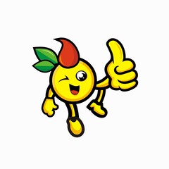 Orange character design logo with thumb pose