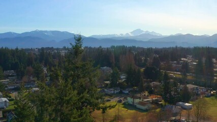 Rising Drone Reveal of the Beautiful Mountains in Abbotsford BC Canada