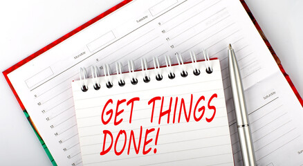 GET THINGS DONE text on notebook on the diary,business