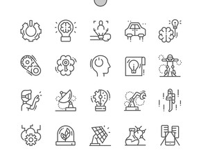 Invention. Start of work. Brainstorm and New idea. Augmented reality. Solution, creative, invention, development and technology. Pixel Perfect Vector Thin Line Icons. Simple Minimal Pictogram