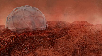 Mars landscape, science fiction illustration - obrazy, fototapety, plakaty