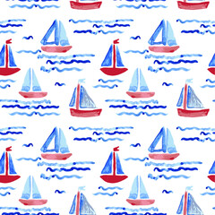 Seamless pattern with boats. 