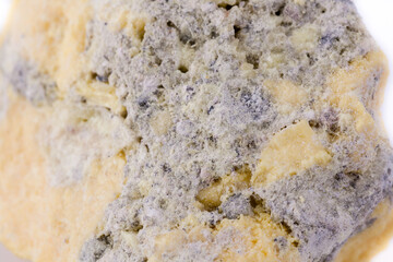 macro mineral stone sulfur on a white background