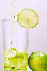 Glass with a fruit drink.
