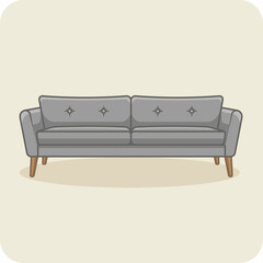 Modern Sofa Gray color interior design, vector design and isolated background.