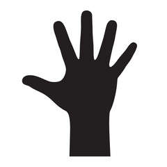 illustration black silhouette of a hand, palm up, fingers outstretched.