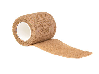 Brown medical bandage elastic isolated on the white background