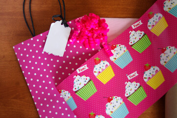 pink birthday gift wrapping supplies 