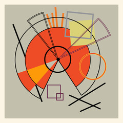 Vector illustration in the style of suprematism. Abstract representation of geometric shapes.