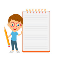 cute cartoon boy and school blank