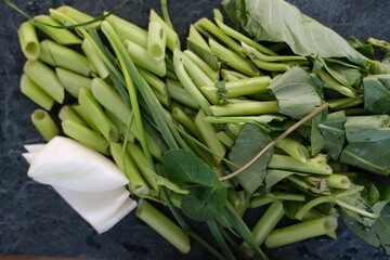 A close-up on some green vegetables.