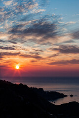 Beautiful sunrise rises over Taormina, Sicily
