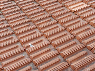 detail of tiles on a roof