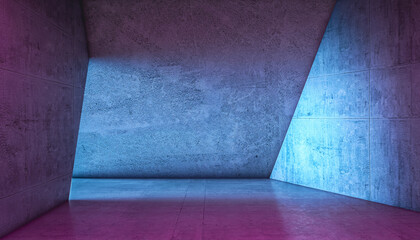 Naklejka premium Abstract concrete interior modern futuristic cool shades. 3d render