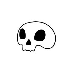 Cartoon skull doodle illustration. Vector icon isolated on white background